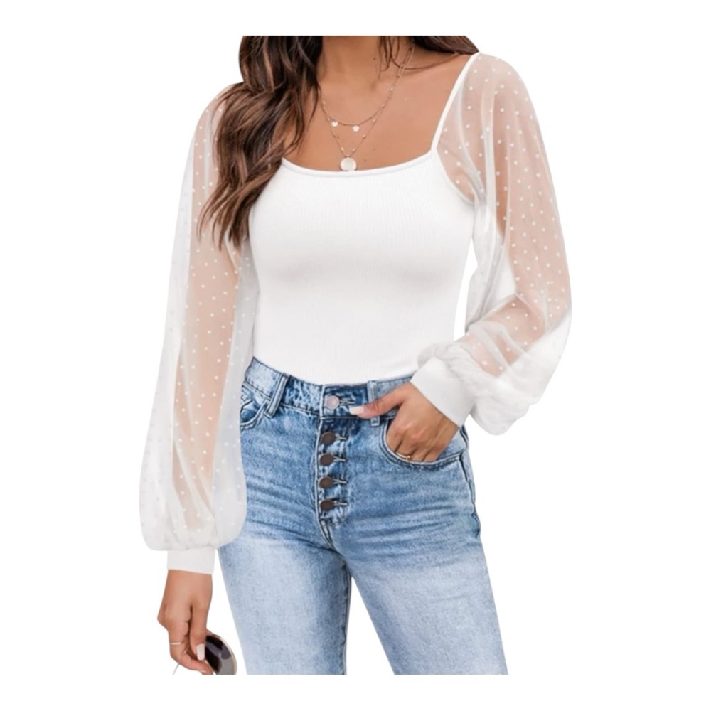 Elegant White Sheer Sleeve Top